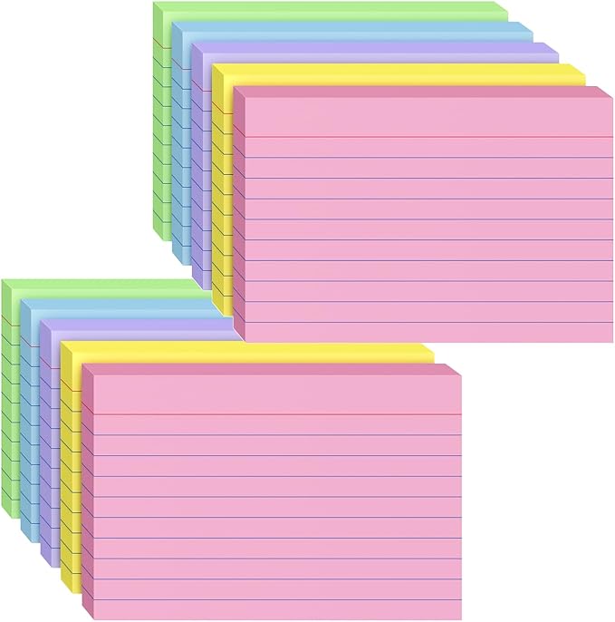 Index Cards 4x6, 400 Sheets, Ruled Color Flash Cards for Effective Studying and Note-Taking, Premium Note Cards, Essential School Supplies for College & Office, Home Organization & Study Supplies