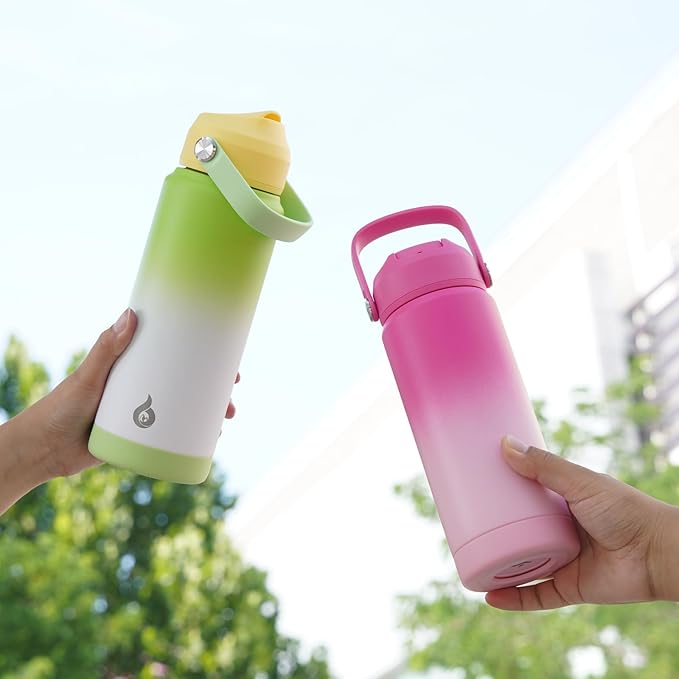 BJPKPK Water Bottle with Straw Lid, 24oz Vacuum Insulated Water Bottles, Metal Stainless Steel Thermo for Sports, Travel, BPA Free Leak Proof Thermo, Cups, Flasks, Tumblers,Cherry