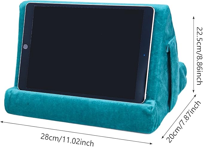 2pcs Multi-Angle Tablet Holder Cushion Stand with Net Pocket & Black Color Phone Stands Upgraded Tablet Pad Support for Phone,Pad,Books (Lakeblue)