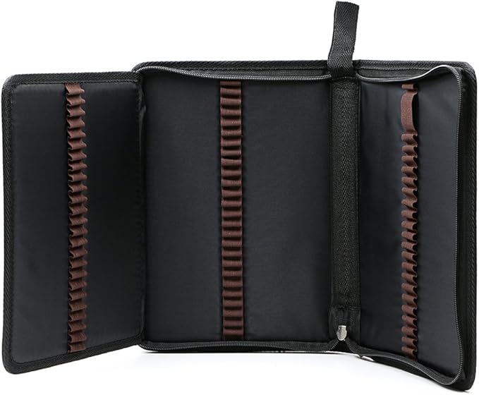 BTSKY® Portable Canvas Zippered Colored Pencil Case-Super Large Capacity 72 Slot Pencil Bag Pouch for Watercolor Pencils(Black)