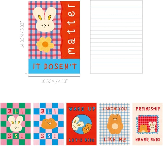 Monolike Mini Unmatched Friends Line Note 6P B SET_Mini note, Pocket note, Line note, a portable note, 105x148mm, 48pages