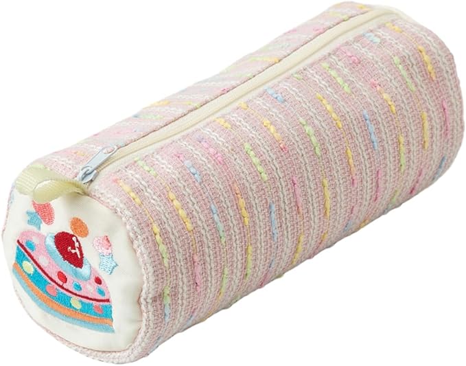 Pencil Case Pouch, Cute cartoon strawberry cake pencil case with versatile colorful lines and large capacity storage bag(Pink Circle)