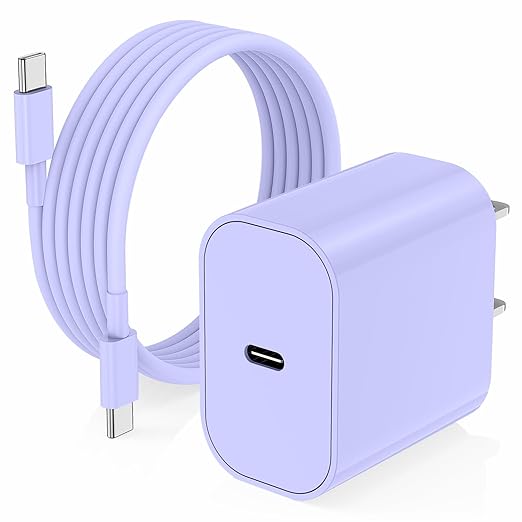 iPhone 17 16 15 Charger/6ft Type C to C Charging Cable Cord Long,USB C Fast Charging Block Plug for Apple iPhone 17 Pro Max/17 Air/16 Pro/16/15 Plus/AirPods/iPad/mini Plug Cube Birck Box Power Adapter