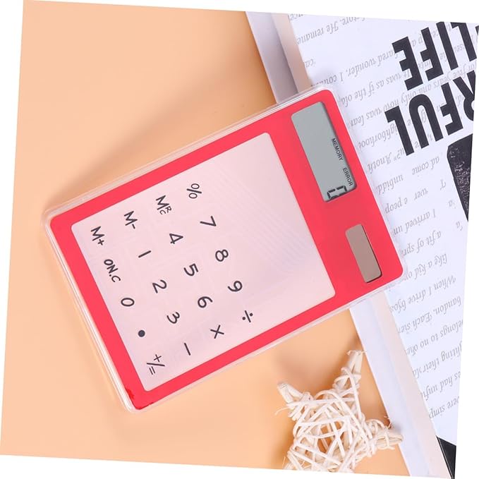 Transparent Touch Panel Solar Calculator Lightweight Portable Design for School Office Home Use Automatic Power Off Compact Retro Style Go Calculations