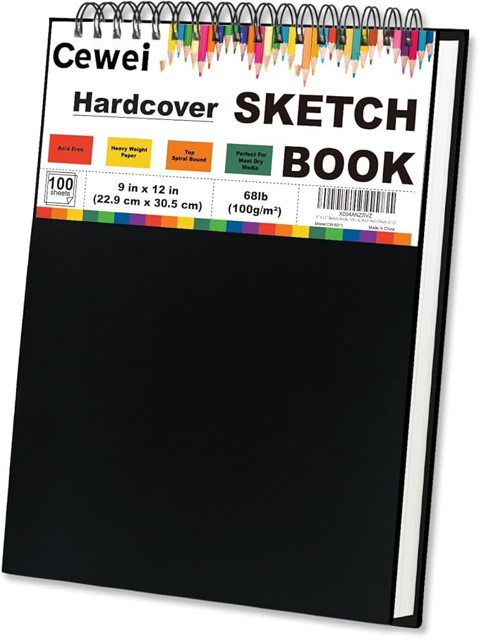 Sketch Book 8.5" x 11", 100 Sheets Hardcover Sketchbook, 68 lb /100 GSM Drawing Paper for Kids, Top Spiral Sketch Pad for Kids, Classroom Must Haves, Art Supplies for Adults.