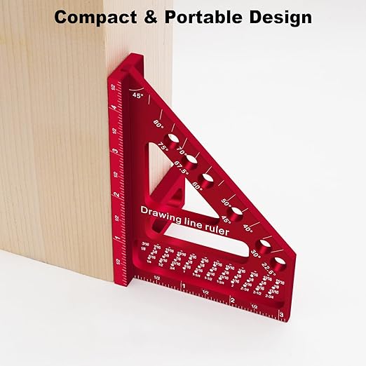 Premium Carpenter Square Hole Scribing Ruler Woodworking Square 22.5-90 Degree Measuring Ruler with Angle Pin,Versatile Multi Angle Square for Woodworking, Engineering, and Construction