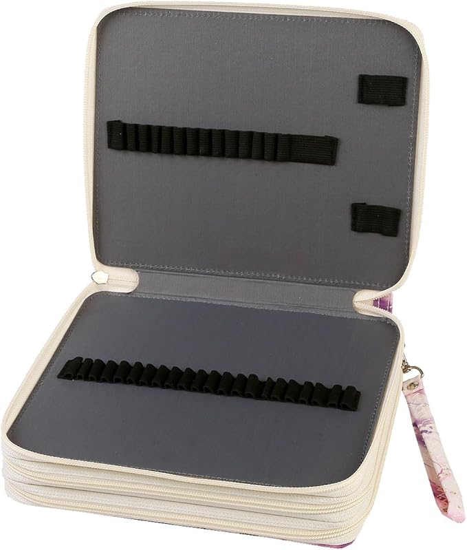 Portable Colored 120 Slots Pencil case Organizer with Printing Pattern for Watercolor Pens or Markers, Pencil Case Organizer for Artist