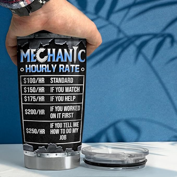 Mechanic Gifts, 20oz Stainless Steel Insulated Tumbler - Coffee Travel Mug Gifts for Mechanics, Birthday, Christmas