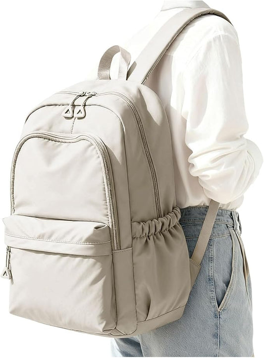 BJLFS Khaki School Backpack for Girls Women Waterproof High School Book Bag Cute Backpack for Men Teens Boys, Lightweight Simple Middle School Back Pack Daypack