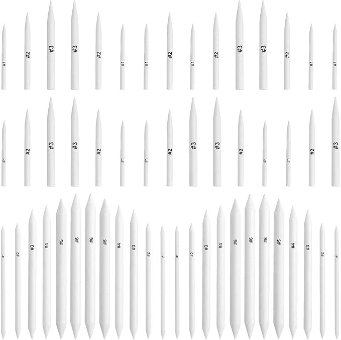 FEBSNOW 60Pcs Blending Stumps and Tortillions, Paper Art Blenders Art Pencils Drawing Pencils for Student Artist Charcoal Sketch Drawing Tools Sketch Supplies