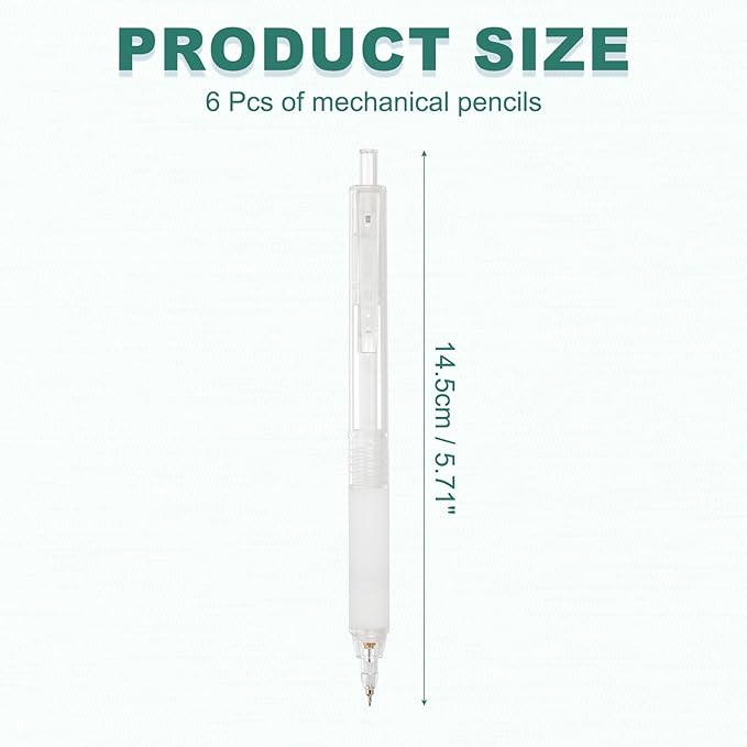 M&G 6Pcs Mechanical Pencil Set, 0.5mm Mechanical Lead Pencils for Drafting Sketching Art Class Writing Office Classroom, White
