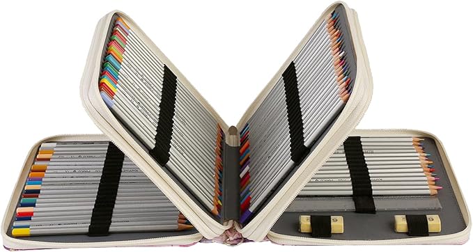 Portable Colored 120 Slots Pencil case Organizer with Printing Pattern for Watercolor Pens or Markers, Pencil Case Organizer for Artist