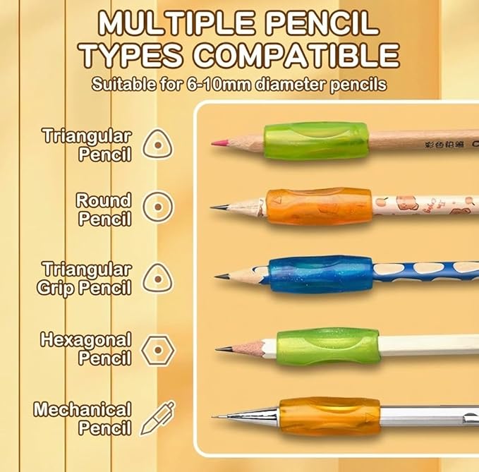 Pencil Rubber for Handwriting, Ergonomic Pen Writing Grip Assorted Colors (8PCS)