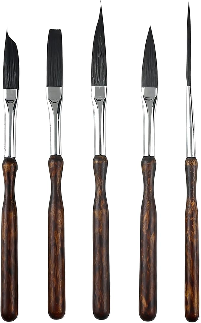 5 Pcs Pinstriping Brush Long Liner Brush Scroll Sword Dagger Striper Professional Travel Art Paintbrushes Paint Brushes High Performance Striping Brushes