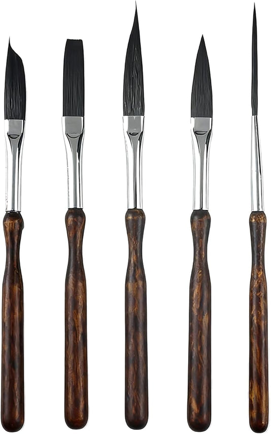 5 Pcs Pinstriping Brush Long Liner Brush Scroll Sword Dagger Striper Professional Travel Art Paintbrushes Paint Brushes High Performance Striping Brushes