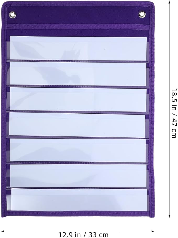 Magnetic Pocket Chart Organizer with 10 Pockets Wall Hanging Storage Bag for Classroom Office and Home Schedule and Notes 18.50X12.99X0.39 Inches