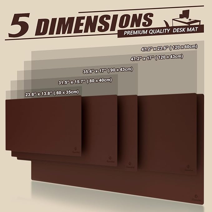 K KNODEL Large Office Leather Desk Mat, Mouse and Keyboard Pad, Computer and Laptop Mat, Desktop Protector and Cover, Writing Pad and Blotter (31.5"x15.7", Dark Brown)