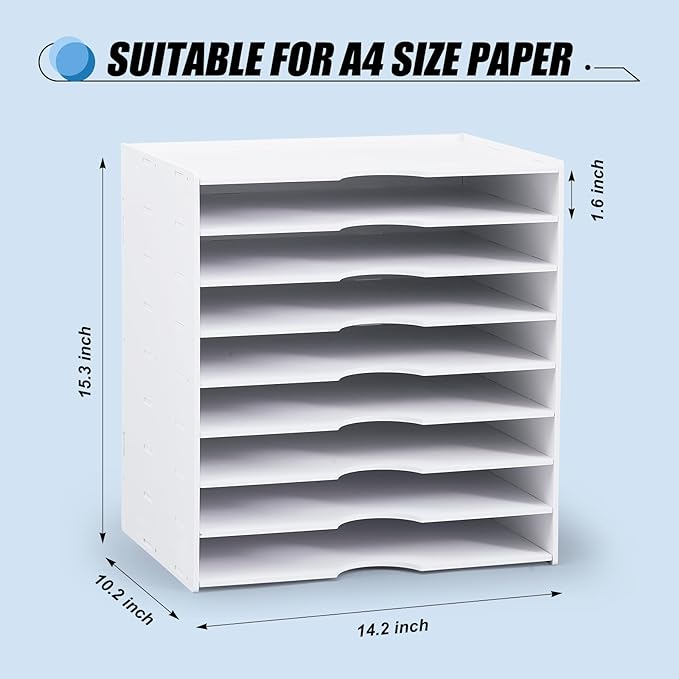 Juexica 9 Tier Scrapbook Paper Trays Organizer 14.2 x 10 x 15.4 Inch Stackable Paper Storage for Desk Desktop File Organizer for Home Office Classroom Decorations