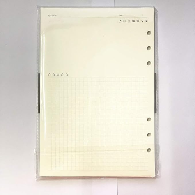 Spiral Notebook Refill,A5 Planner Inserts,6 Ring Binder Refill, for Filofax/Personal Journal, 45 sheets/90 pages, Harphia(A5 5.59 x 8.27'',Noterecord)
