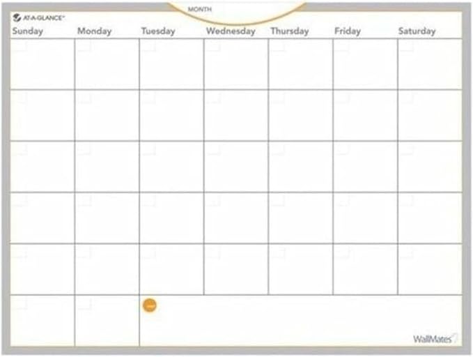 AT-A-GLANCE AW502028 WallMates Self-Adhesive Dry Erase Monthly Planning Surface, 24 x 18