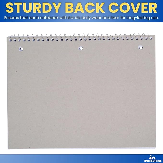1InTheOffice Spiral Notebook Wide Ruled 8 x 11, 1-Subject College Ruled Notebooks, Wirebound Spiral Notebooks, Assorted Colors, 70 Sheets, (8 Pack)