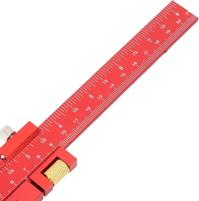 Woodworking Ruler Set, 9Pcs Aluminum Alloy Geometry Set Precision Measuring Tools for Accurate Layout Includes T Square Ruler, Compasses, Protractor, and Dovetail with