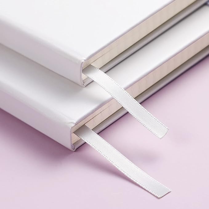 Graph Grid Paper Notebook/Journal - Classic Journal/Notebook with Ribbon Divider, Hardcover with Thick Paper, 5.3" x 8.26", Banded + Pen Holder +Inner Pocket - White