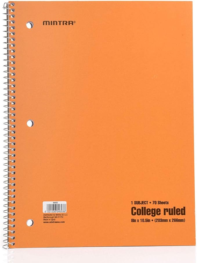 Mintra Office Spiral Notebooks, Wirebound, Journals for School, Work, Business, Aesthetic Stationery, Writing Pads, Teacher & Student Supplies (6, Pastel, College)