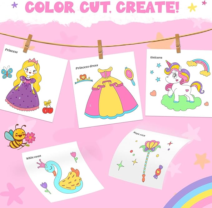 ZMLM Paint with Water Coloring Books for Toddlers, Mess Free Watercolor Painting Sets Activity for Kids Arts Crafts Gift Toy for Boy Girl Ages 4 5 6 7 8 Christmas Stocking Stuffers Birthday (Princess)