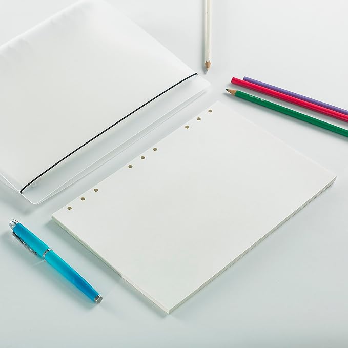 90 Sheets Blank Planner Refill Paper, 255x180mm, 9 Holes Inserts Papers B5 Loose Leaf Notebook Thick Sketch Paper for Drawing & Writing