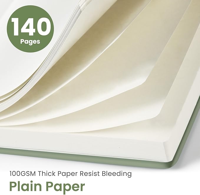 Taja Blank Spiral Journal Notebook for Women & Men, 140 Pages, Sketch Book, Plain Notebook for Drawing & Sketching, Journals for Creative Writing, A5(5.7" x 7.9") – Green