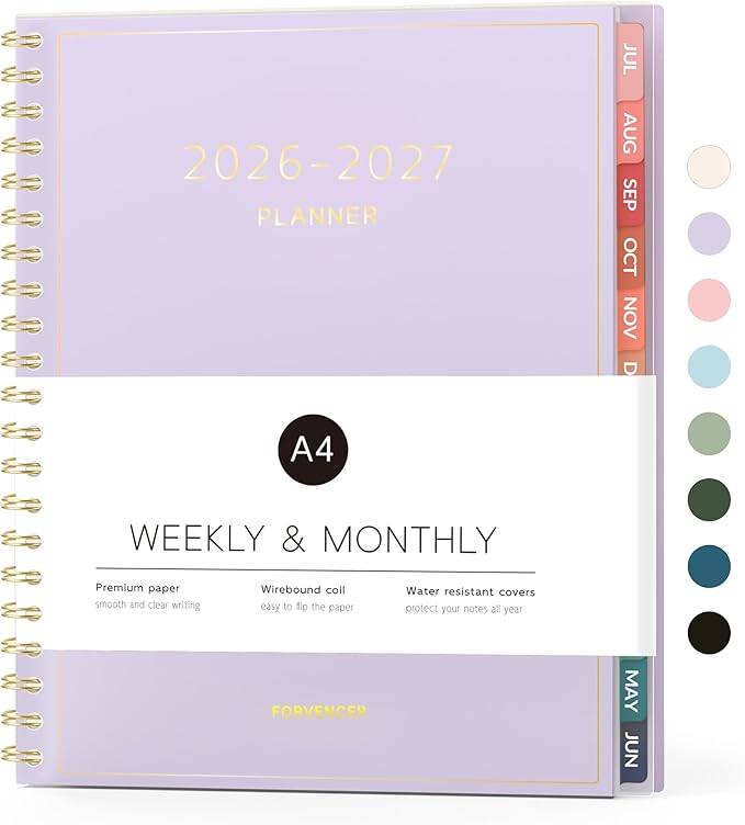 Forvencer Academic Planner 2026-2027, Weekly & Monthly Calendar Planner, July 2026-June 2027, 8.5" X 11" Daily Agenda Book, Flexible Cover Notebook, College School Teacher Student Organizer A4, Purple