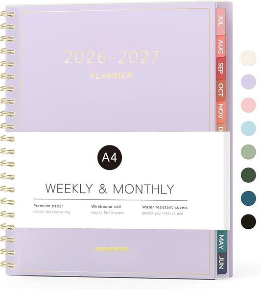 Forvencer Academic Planner 2026-2027, Weekly & Monthly Calendar Planner, July 2026-June 2027, 8.5" X 11" Daily Agenda Book, Flexible Cover Notebook, College School Teacher Student Organizer A4, Purple