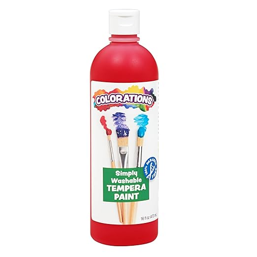Colorations Washable Tempera Paint, 16 fl oz, Red, Non Toxic, Vibrant, Bold, Kids Paint, Craft, Hobby, Fun, Art Supplies