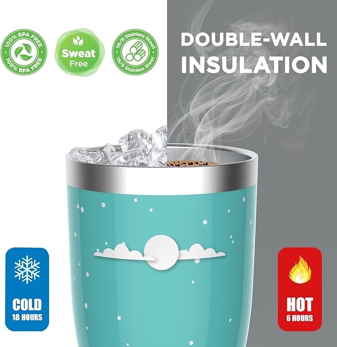 HAUSHOF 20oz Christmas Tumbler, Stainless Steel and Double Wall Vacuum Insulated Travel Coffee Mug with Lid, Good Choice for Gifts-Teal with Christmas Tree