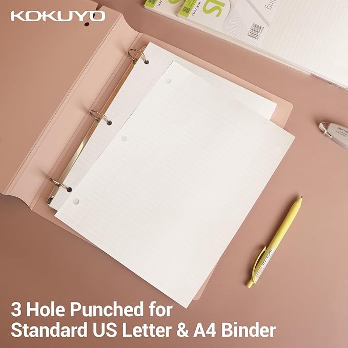 Kokuyo Campus Loose Leaf Paper for 3 Ring Binders, 11” x 8-1/4” Smooth Writing Lined Paper, 500 Sheets, 70 GSM, College Ruled, Bleeding-Resistance, School Suppliers, Made in Japan (WSG-NO-887G1x5)