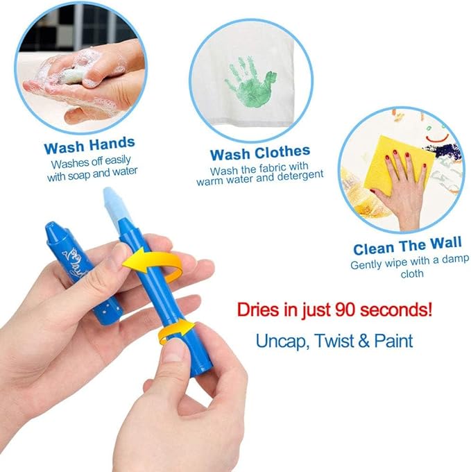 MayMoi Tempera Paint Sticks - 24 Bright Colors, Quick Drying, Easy to Color and Washable Crayons for Teens and Students