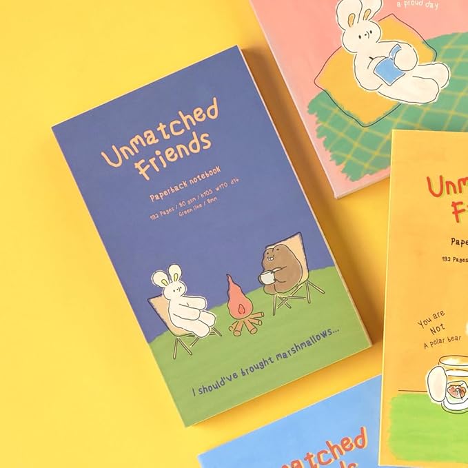 Monolike Unmatched Friends Paperback Line Notebook - 03. Campfire_Design note, Mini note, Simple note, Notebook, 192 Pages, 4.13x6.69