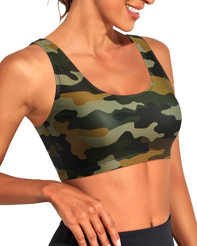 Tempt Me Women Sports Bra Bikini Top Push Up Scoop Neck Bathing Suits Top Padded Swim Crop Tops Only