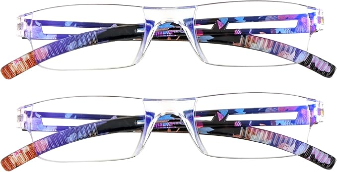 LifeArt 2/4 Pairs Reading Glasses, Blue Light Blocking Glasses, Computer Glasses for Men and Women, Rectangle Eyewear Frame