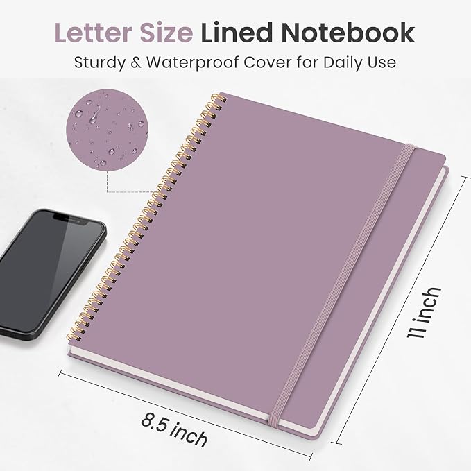 Taja Large Spiral Lined Notebook for Work, Journal for Women & Men