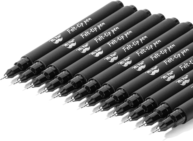 Mr. Pen- Drawing Pens for Artists, 0.1mm, 12 Pack, Black Artist pens, Micro Pens for Drawing, Bible Journaling Pen, Fine Point