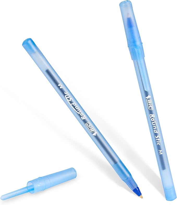 BIC Round Stic Xtra Life Ballpoint Pen with 1.0 mm Medium Point and Consistent Ink Flow, 60-Count in Blue Ink