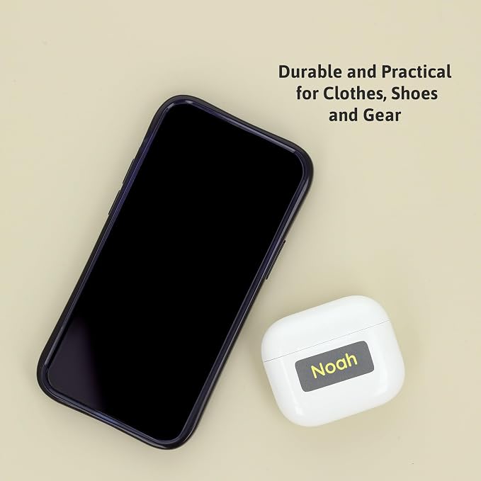 TeddyLabels - Clothing Labels for Nursing Home (120) – Self-Adhesive Name Tags for Clothes and Personal Items. Personalized Labels for Daycare, Nursing Homes, and Laundry Use - Grey