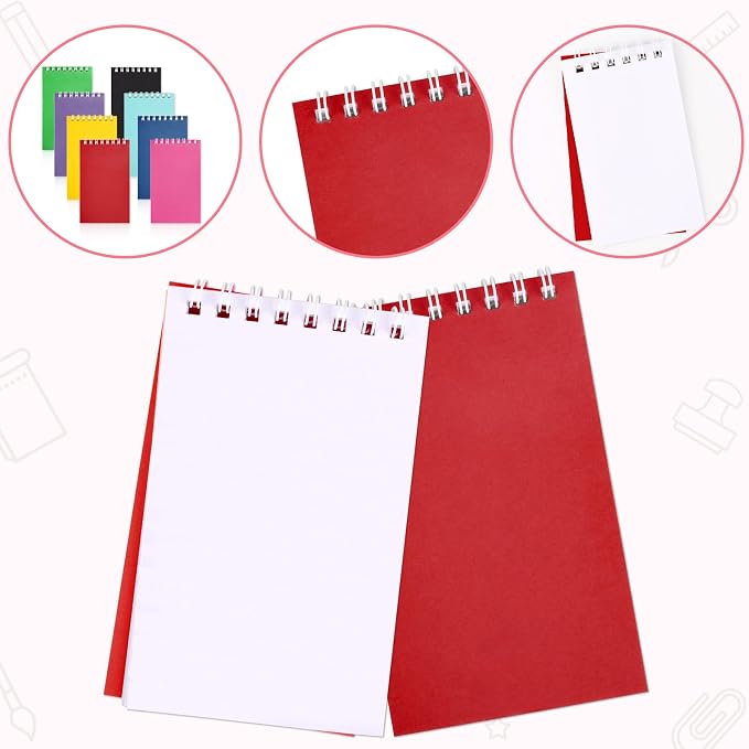 24 Pack Mini Notebooks for Kids Small Spiral Journal Notepads Party Favor