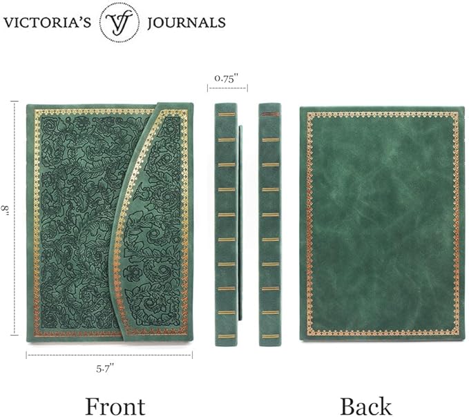 VICTORIA'S JOURNALS Magnet Journal, Carving Vintage Notebook Faux Leather Hard Cover Personal Diary Lined Pages Ribbon Bookmark, 8'' x 5.7''