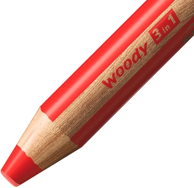 STABILO - woody 3-in-1 - Multi-Talented Pencil - Pack of 10 - Assorted colors with Sharpener