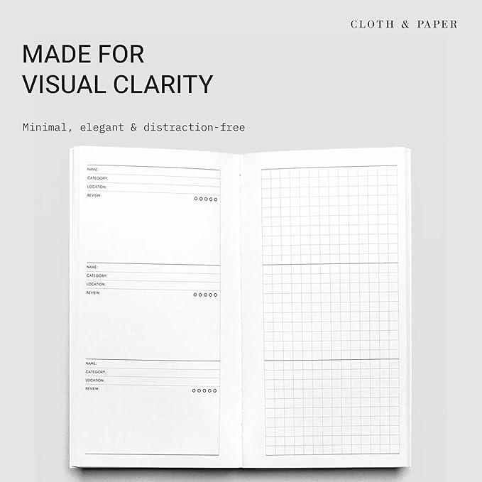 Cloth & Paper Travel Notebook | Experience Journal Tracker – Walnut | Pocket Plus Travel Journal Notebook 3.2" x 6" | Experience Log for Restaurants, Travel, Places & Activities – Soft Touch Cover