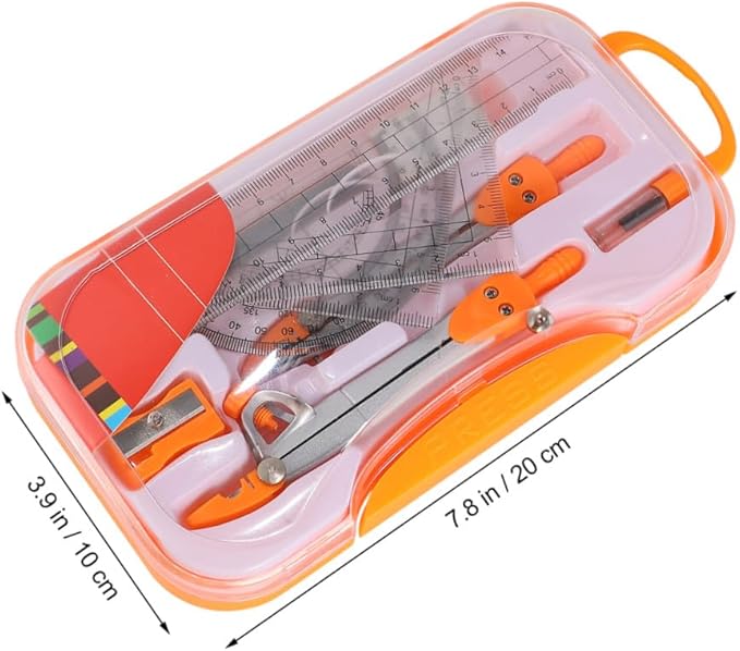 PRETYZOOM Student Geometry Drawing Kit Metal Compasses Set 10pcs Geometry Ruler Math Tool for School Exams and Drafting Supplies Random Color