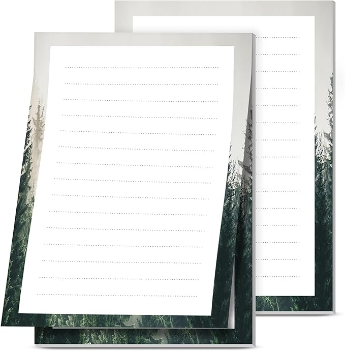 2 Pack Lined Sticky Notes 4x6 in, Cute Self-Stick Notepads with Lines, Large Memo Pads Strong Adhesive for Office, Home Green Beautiful Forest